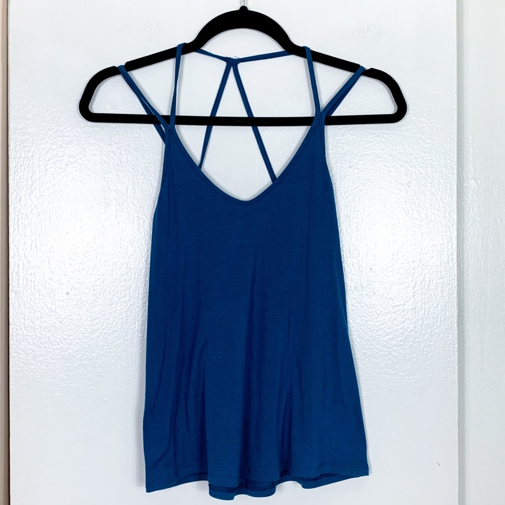 Express Blue Spaghetti Strap Back Tank Top
